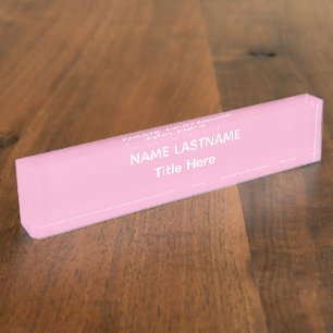 Elegante witte & roze aangepaste naam Bureaunaambo Naambordje