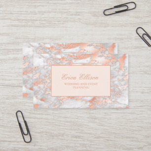 Elegante witte roze gouden marmeren trouwplanner visitekaartje