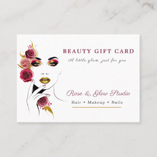 Elegante witte roze roos schoonheidssalon cadeaubo kortingskaartje