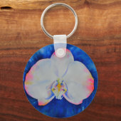 Elegante witte roze waterverf bloemorchidee sleutelhanger (Voorkant)