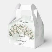 Elegante witte rozen bloementuin groen bruiloft bedankdoosjes (Achterkant)