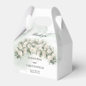 Elegante witte rozen bloementuin groen bruiloft bedankdoosjes (Voorkant Zijde)