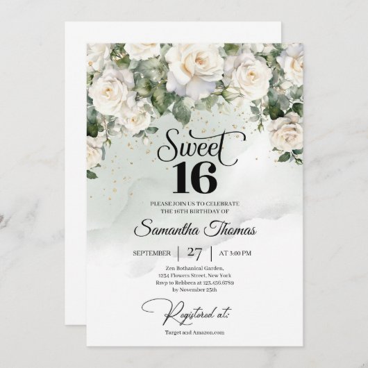 Elegante  witte rozen bloementuin Unique Kaart (Voorkant / Achterkant)