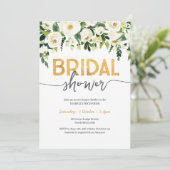 Elegante witte rozen bruids douche uitnodiging (Staand voorkant)