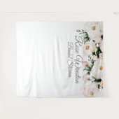 Elegante witte rozen bruiloftsshower achtergrond wandkleed (Voorkant (horizontaal))