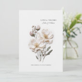 Elegante witte rozen Chic bruiloft bedankkaart (Staand voorkant)