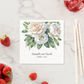 Elegante witte rozen en pioenen bruiloft servet (Insitu)