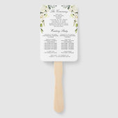 Elegante witte rozen Eucalyptus bruiloft programma Handwaaier (Achterkant)