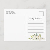 Elegante Witte Rozen FOTO Bruiloft Save the Date Briefkaart (Achterkant)