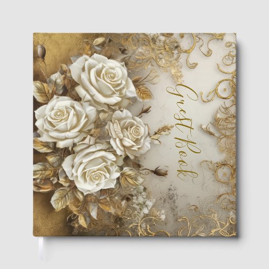 Elegante Witte Rozen Gastenboek (Voorkant)