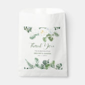 Elegante witte rozen & groen bedankzakje (Voorkant)