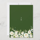 Elegante witte rozen groen bruiloft monogram kaart (Achterkant)