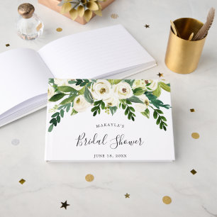 Elegante Witte Rozen Groene Planten Bloemrijke Bru Gastenboek