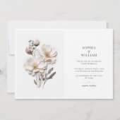 Elegante witte rozen horizontale stijlvolle bruilo kaart (Voorkant)