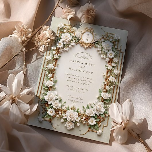 Elegante witte rozen met faux goud kaart