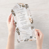 Elegante witte rozen QR-code All In One Uitnodiging (Afscheurbaar)