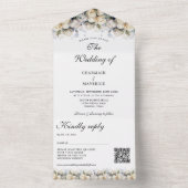 Elegante Witte Rozen RSVP QR Code Bruiloft All In One Uitnodiging (Binnen)