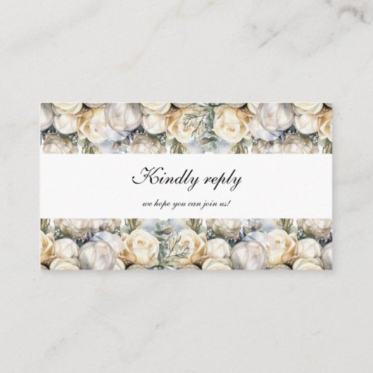 Elegante witte rozen RSVP QR-code Informatiekaartje (Achterkant)