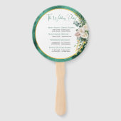 Elegante witte rozen Smaragd Groene Huwelijkscerem Handwaaier (Achterkant)