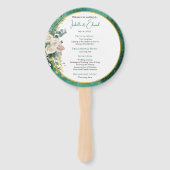 Elegante witte rozen Smaragd Groene Huwelijkscerem Handwaaier (Voorkant)
