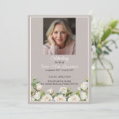 Elegante Witte Rozen Taupe Uitvaart Vouwprogramma Programma (Staand voorkant)
