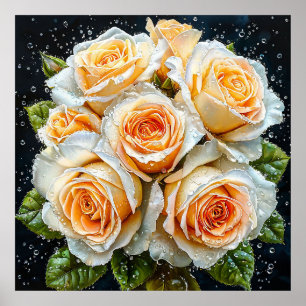 🌹 Elegante witte rozenboeket voor een rustig thui Poster