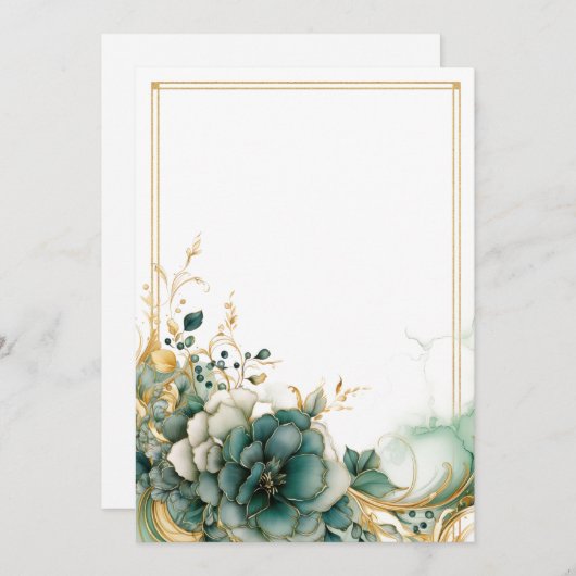 Elegante witte, salie- en gouden bloemen Blanco Kaart (Voorkant / Achterkant)