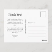 Elegante witte script bedank foto afstuderen briefkaart (Achterkant)