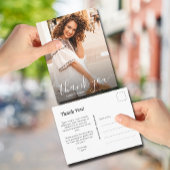 Elegante witte script bedank je foto afstudeercade briefkaart