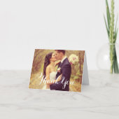 Elegante witte script bruiloft foto dank je bedankkaart (Voorkant)