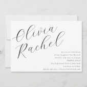 Elegante witte script kalligrafie Bat Mitzvah Kaart (Voorkant)
