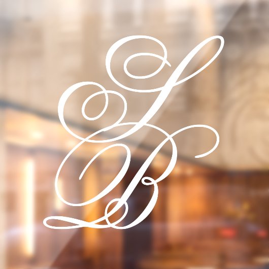 Elegante  witte script monogram bruiloft raamsticker (Vel 2)