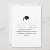 Elegante witte script-overlay afstudeerfoto aankondiging (Achterkant)