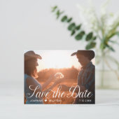 Elegante witte script typografie foto aankondigingskaart (Staand voorkant)