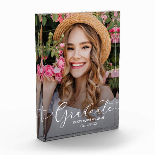 Elegante witte scriptie afstuderen fotoblokken (Links)