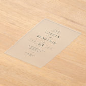 Elegante witte serif trouwuitnodiging acryl uitnodigingen (Laagn)