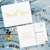 Elegante witte stijlvolle nepgouden script bedankj briefkaart