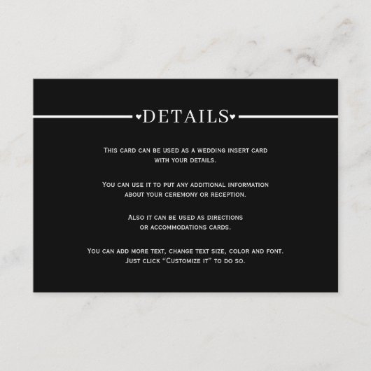 Elegante witte streep en QR-code zwarte details Informatiekaartje (Voorkant)