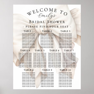 Elegante Witte Strik Bruidsfeest Zittijd Chart Poster