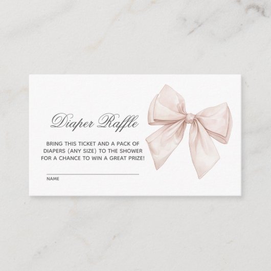 Elegante witte strik luier Raffle Informatiekaartje (Voorkant)