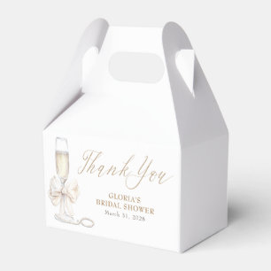 Elegante witte strik Prosecco bruidsdouche bedankj Bedankdoosjes
