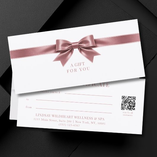 Elegante witte strik QR-code cadeaubon