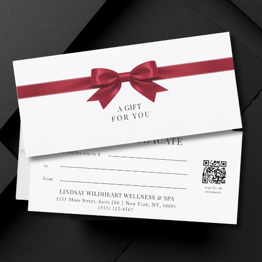 Elegante witte strik QR-code cadeaubon