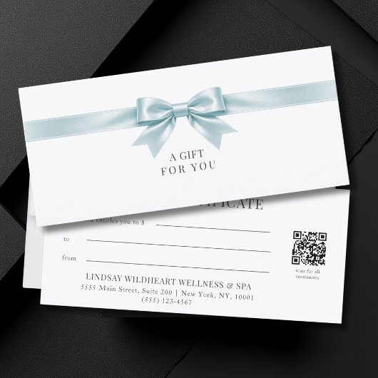Elegante witte strik QR-code cadeaubon