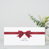 Elegante witte strik QR-code cadeaubon (Staand voorkant)