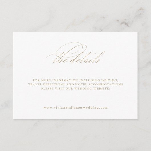 Elegante witte trouwdetails bijgevoegde kaart (Voorkant)