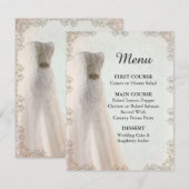 Elegante witte trouwmenu, trouwjurk kaart (Voorkant / Achterkant)