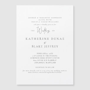 Elegante witte trouwuitnodiging magneet magnetische uitnodiging