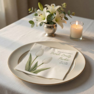 Elegante witte tulpjes herdenking papieren servett servet