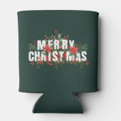 Elegante witte typografie Vrolijk kerstfeest Blikjeskoeler (Achterkant)